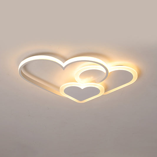 Loving Heart Ceiling Flush Mount Contemporary Acrylic Bedroom LED Flush Light Fixture White 20.5" Remote Control Stepless Dimming Clearhalo 'Ceiling Lights' 'Close To Ceiling Lights' 'Close to ceiling' 'Flush mount' Lighting' 2422918