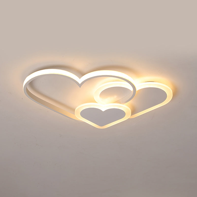 Loving Heart Ceiling Flush Mount Contemporary Acrylic Bedroom LED Flush Light Fixture - White - 20.5" - White - Clearhalo - 'Ceiling Lights' - 'Close To Ceiling Lights' - 'Close to ceiling' - 'Flush mount' - Lighting' - 2422919