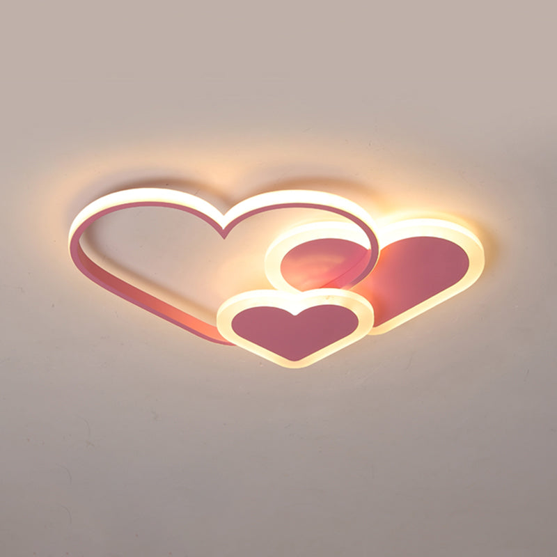 Loving Heart Ceiling Flush Mount Contemporary Acrylic Bedroom LED Flush Light Fixture - Pink - 16.5" - Third Gear - Clearhalo - 'Ceiling Lights' - 'Close To Ceiling Lights' - 'Close to ceiling' - 'Flush mount' - Lighting' - 2422920