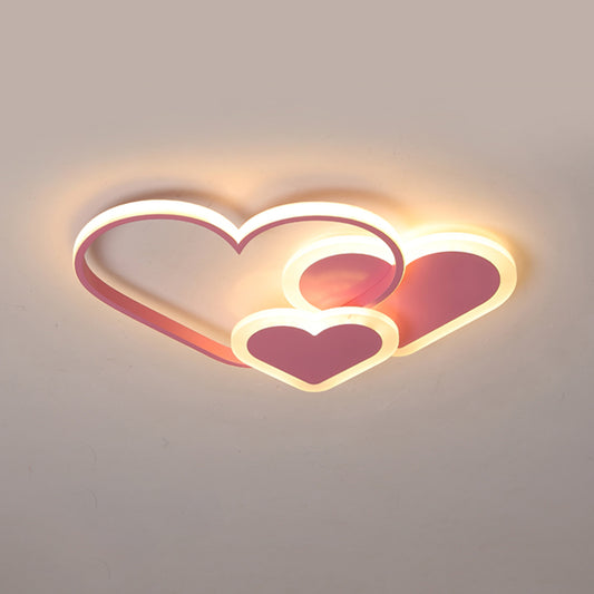 Loving Heart Ceiling Flush Mount Contemporary Acrylic Bedroom LED Flush Light Fixture Pink 16.5" White Clearhalo 'Ceiling Lights' 'Close To Ceiling Lights' 'Close to ceiling' 'Flush mount' Lighting' 2422922