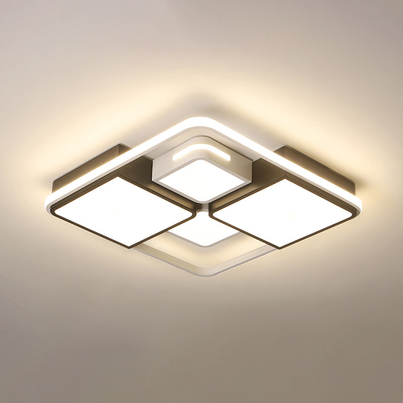 Quadrilateral Living Room Ceiling Light Acrylic Contemporary LED Flush Mount in Black-White White 16" Third Gear Clearhalo 'Ceiling Lights' 'Close To Ceiling Lights' 'Close to ceiling' 'Flush mount' Lighting' 2422927