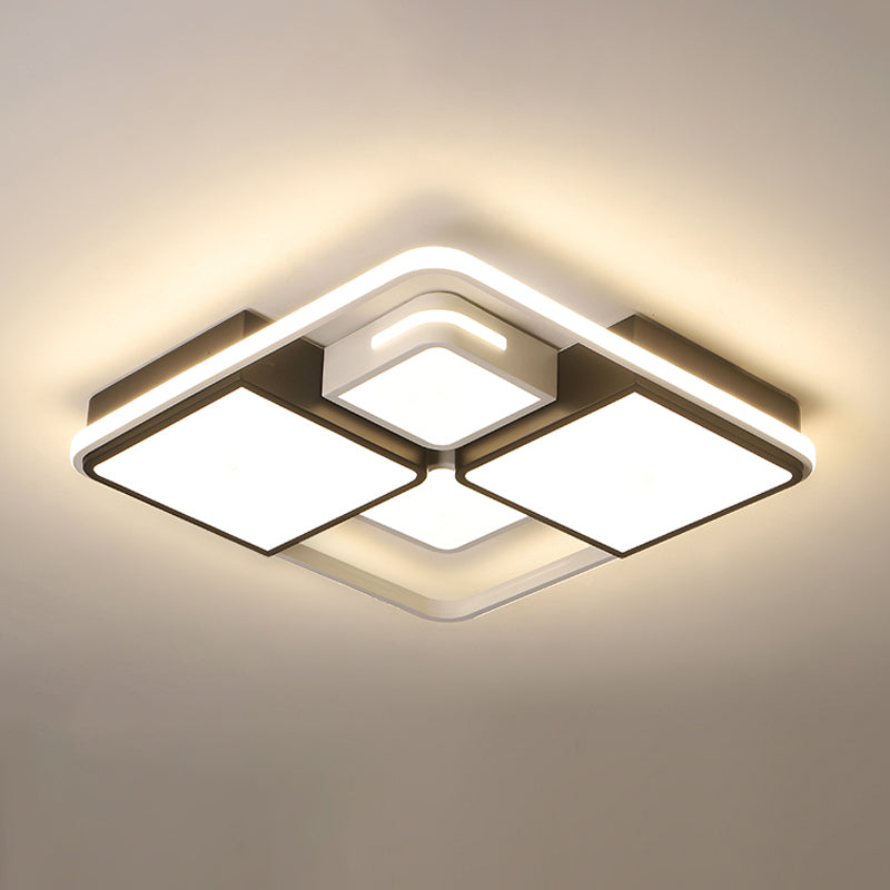 Quadrilateral Living Room Ceiling Light Acrylic Contemporary LED Flush Mount in Black-White White 23.5" Third Gear Clearhalo 'Ceiling Lights' 'Close To Ceiling Lights' 'Close to ceiling' 'Flush mount' Lighting' 2422937