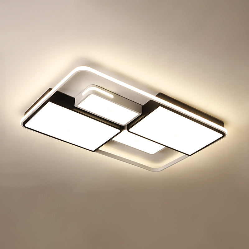 Quadrilateral Living Room Ceiling Light Acrylic Contemporary LED Flush Mount in Black-White White 35.5" Third Gear Clearhalo 'Ceiling Lights' 'Close To Ceiling Lights' 'Close to ceiling' 'Flush mount' Lighting' 2422940