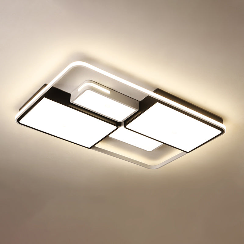 Quadrilateral Living Room Ceiling Light Acrylic Contemporary LED Flush Mount in Black-White White 47.5" Third Gear Clearhalo 'Ceiling Lights' 'Close To Ceiling Lights' 'Close to ceiling' 'Flush mount' Lighting' 2422943