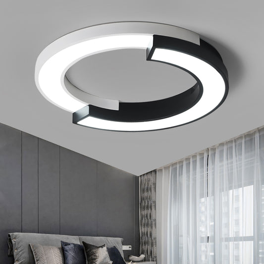 Circle Splicing LED Flush Light Nordic Metal Black and White Ceiling Mounted Fixture for Bedroom Clearhalo 'Ceiling Lights' 'Close To Ceiling Lights' 'Close to ceiling' 'Flush mount' Lighting' 2422945