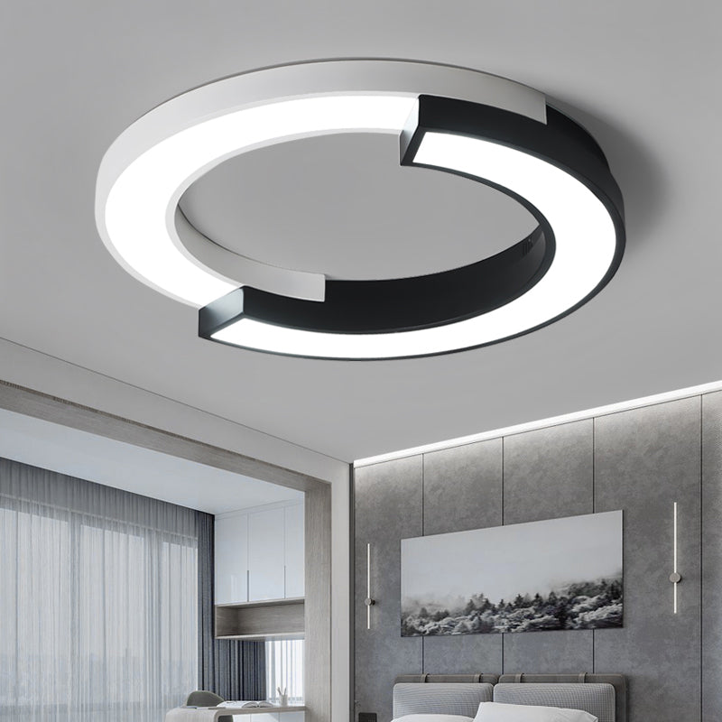 Circle Splicing LED Flush Light Nordic Metal Black and White Ceiling Mounted Fixture for Bedroom Clearhalo 'Ceiling Lights' 'Close To Ceiling Lights' 'Close to ceiling' 'Flush mount' Lighting' 2422947