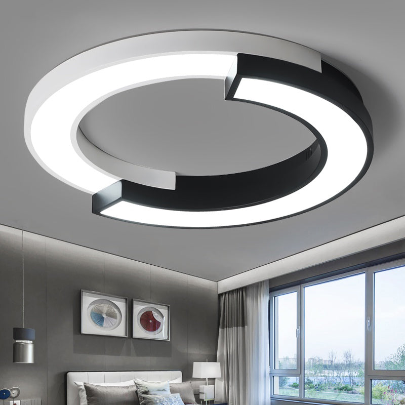 Circle Splicing LED Flush Light Nordic Metal Black and White Ceiling Mounted Fixture for Bedroom Clearhalo 'Ceiling Lights' 'Close To Ceiling Lights' 'Close to ceiling' 'Flush mount' Lighting' 2422948