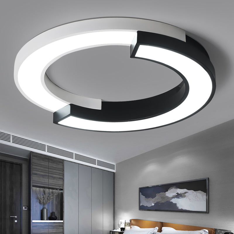 Circle Splicing LED Flush Light Nordic Metal Black and White Ceiling Mounted Fixture for Bedroom Clearhalo 'Ceiling Lights' 'Close To Ceiling Lights' 'Close to ceiling' 'Flush mount' Lighting' 2422949