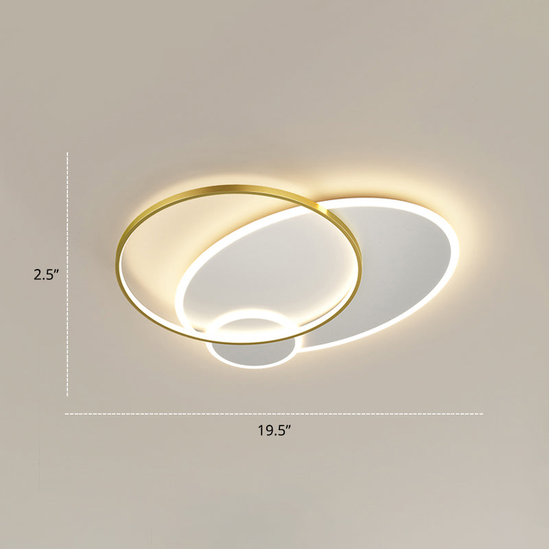Minimalistic Stacked Flush Mount Light Metal Bedroom LED Ceiling Flush Light Fixture White-Gold 19.5" Round Clearhalo 'Ceiling Lights' 'Close To Ceiling Lights' 'Close to ceiling' 'Flush mount' Lighting' 2422962