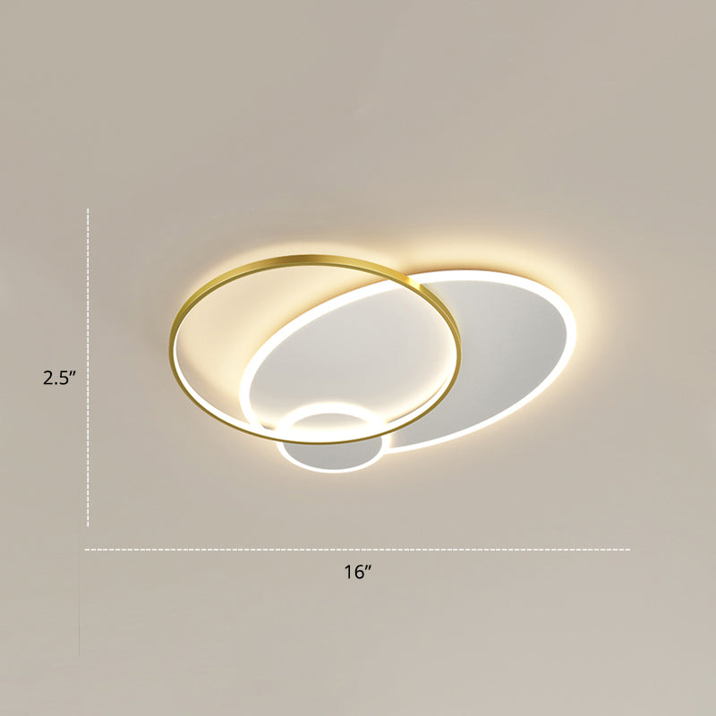 Minimalistic Stacked Flush Mount Light Metal Bedroom LED Ceiling Flush Light Fixture White-Gold 16" Round Clearhalo 'Ceiling Lights' 'Close To Ceiling Lights' 'Close to ceiling' 'Flush mount' Lighting' 2422964