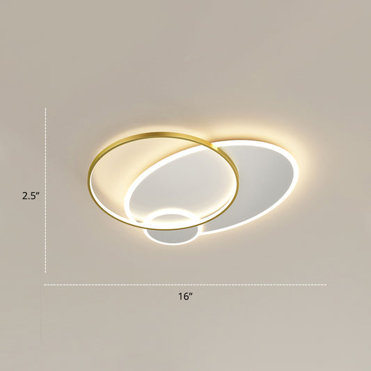 Minimalistic Stacked Flush Mount Light Metal Bedroom LED Ceiling Flush Light Fixture White-Gold 16" Round Clearhalo 'Ceiling Lights' 'Close To Ceiling Lights' 'Close to ceiling' 'Flush mount' Lighting' 2422964