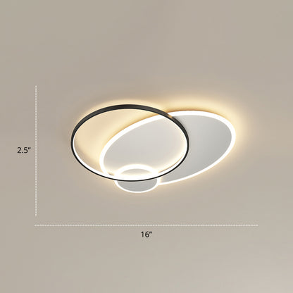 Minimalistic Stacked Flush Mount Light Metal Bedroom LED Ceiling Flush Light Fixture Black-White 16" Round Clearhalo 'Ceiling Lights' 'Close To Ceiling Lights' 'Close to ceiling' 'Flush mount' Lighting' 2422966