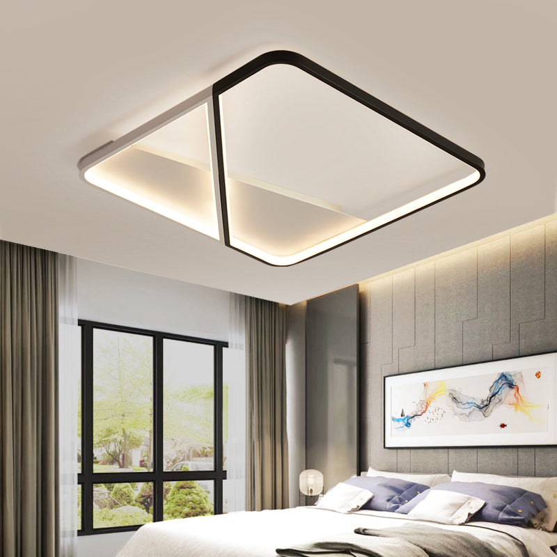 Metal Square LED Flush Mount Fixture Simple Style Black-White Ceiling Lamp for Bedroom Clearhalo 'Ceiling Lights' 'Close To Ceiling Lights' 'Close to ceiling' 'Flush mount' Lighting' 2422968
