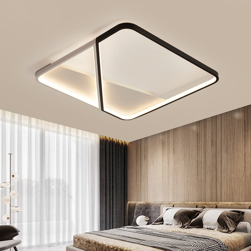 Metal Square LED Flush Mount Fixture Simple Style Black-White Ceiling Lamp for Bedroom Clearhalo 'Ceiling Lights' 'Close To Ceiling Lights' 'Close to ceiling' 'Flush mount' Lighting' 2422969