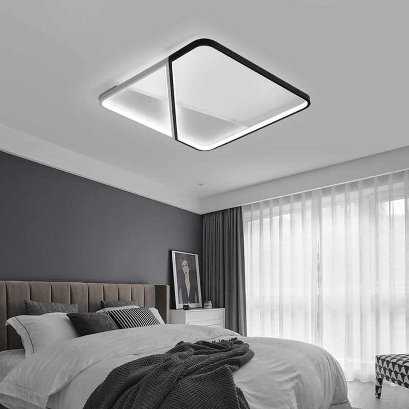 Metal Square LED Flush Mount Fixture Simple Style Black-White Ceiling Lamp for Bedroom Clearhalo 'Ceiling Lights' 'Close To Ceiling Lights' 'Close to ceiling' 'Flush mount' Lighting' 2422970