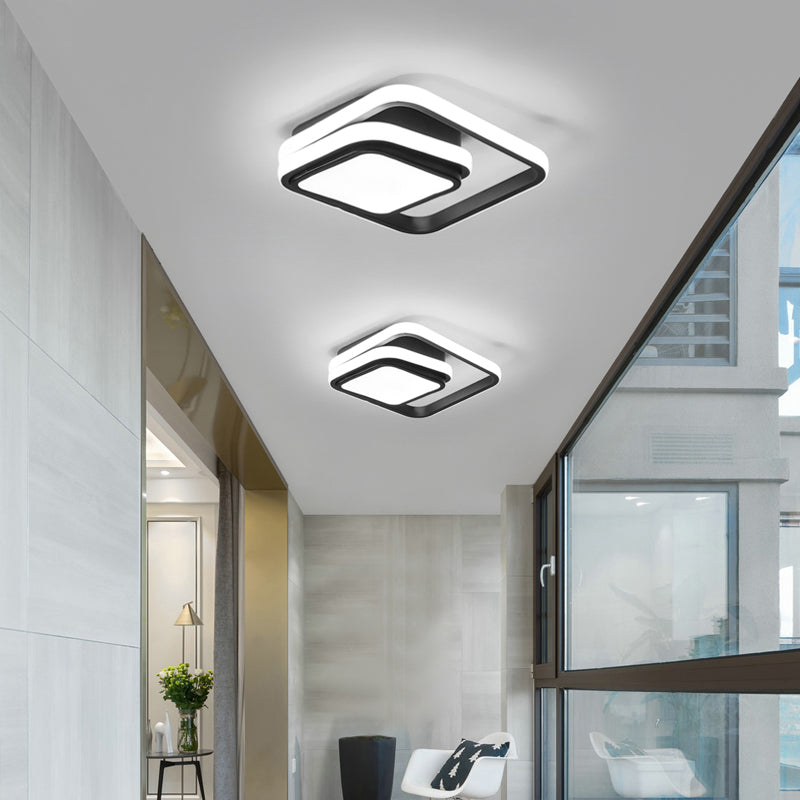 Aluminum Square Led Flush Mount Ceiling Fixture Modern Black Finish Flush Light for Foyer Clearhalo 'Ceiling Lights' 'Close To Ceiling Lights' 'Close to ceiling' 'Flush mount' Lighting' 2422975
