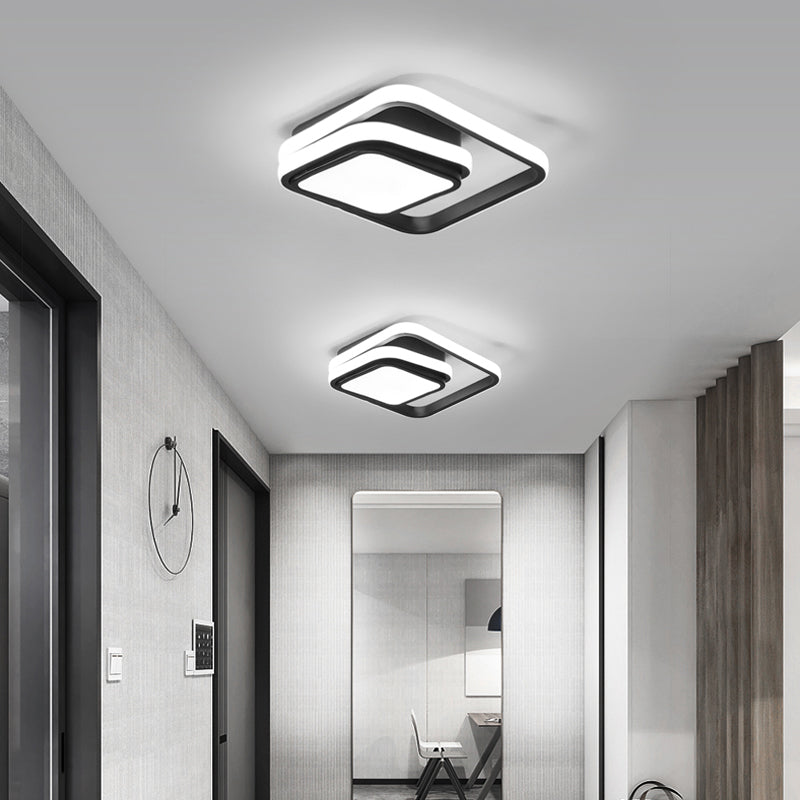 Aluminum Square Led Flush Mount Ceiling Fixture Modern Black Finish Flush Light for Foyer Clearhalo 'Ceiling Lights' 'Close To Ceiling Lights' 'Close to ceiling' 'Flush mount' Lighting' 2422977