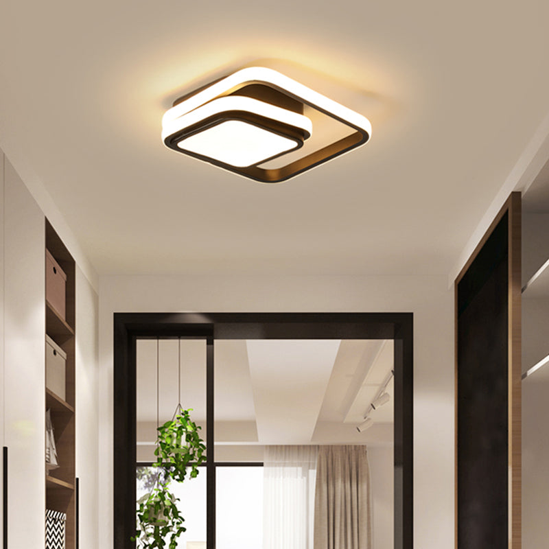 Aluminum Square Led Flush Mount Ceiling Fixture Modern Black Finish Flush Light for Foyer Clearhalo 'Ceiling Lights' 'Close To Ceiling Lights' 'Close to ceiling' 'Flush mount' Lighting' 2422981