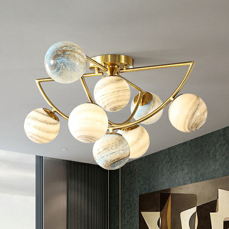 Cosmos Planet Ceiling Lamp Nordic Ombre Glass Bedroom Semi Flush Mount Chandelier in Gold Clearhalo 'Ceiling Lights' 'Close To Ceiling Lights' 'Close to ceiling' 'Semi-flushmount' Lighting' 2423025