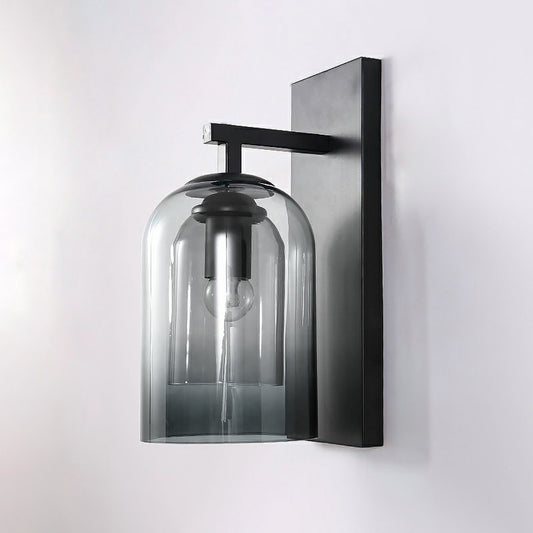 Nordic Cloche Shaped Wall Lamp Glass 1 Head Bedroom Sconce Light Fixture in Black Smoke Gray Clearhalo 'Cast Iron' 'Glass' 'Industrial' 'Modern wall lights' 'Modern' 'Tiffany' 'Traditional wall lights' 'Wall Lamps & Sconces' 'Wall Lights' Lighting' 2423046