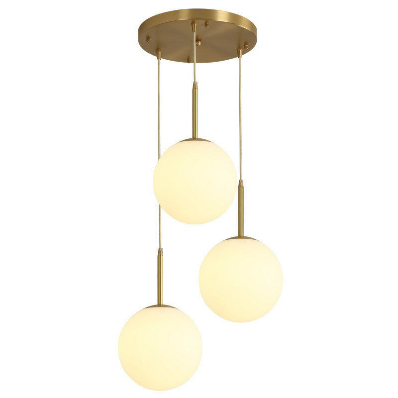 Sphere Opal Glass Multiple Lamp Pendant Minimalism 3-Bulb Gold Pendulum Light for Dining Room Clearhalo 'Ceiling Lights' 'Modern Pendants' 'Modern' 'Pendant Lights' 'Pendants' Lighting' 2423075