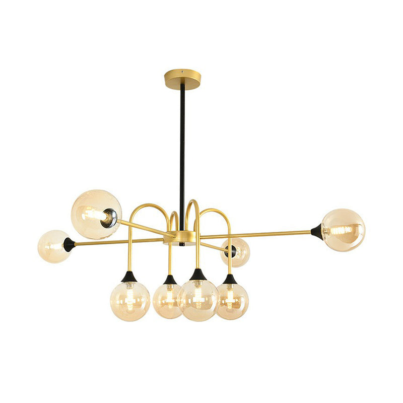 Modo Glass Suspension Light Nordic 8-Head Gold Finish Chandelier for Dining Room Clearhalo 'Ceiling Lights' 'Chandeliers' 'Glass shade' 'Glass' 'Island Lights' 'Modern Chandeliers' 'Modern' Lighting' 2423105