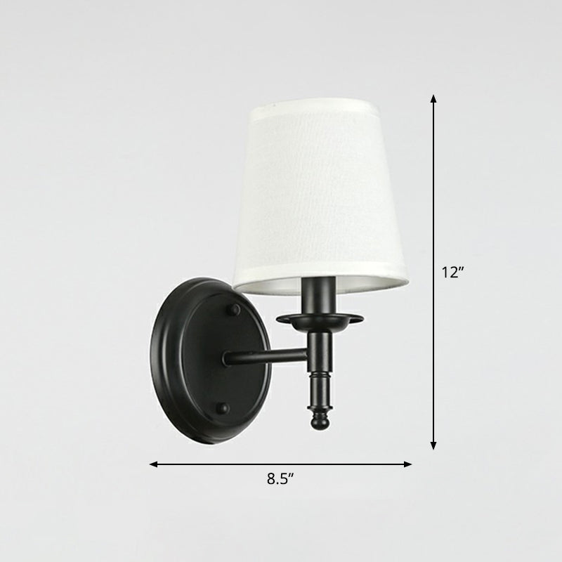 Minimalist Cone Shade Wall Lighting Fabric 1 Head Bedside Wall Mounted Reading Lamp White Clearhalo 'Wall Lamps & Sconces' 'Wall Lights' Lighting' 2423143