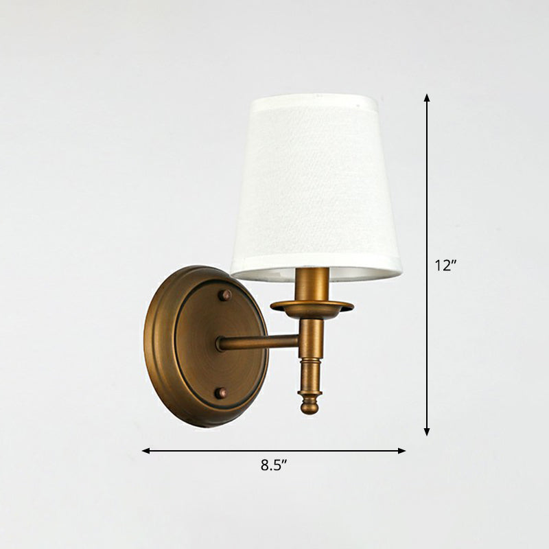 Minimalist Cone Shade Wall Lighting Fabric 1 Head Bedside Wall Mounted Reading Lamp Bronze Clearhalo 'Wall Lamps & Sconces' 'Wall Lights' Lighting' 2423150