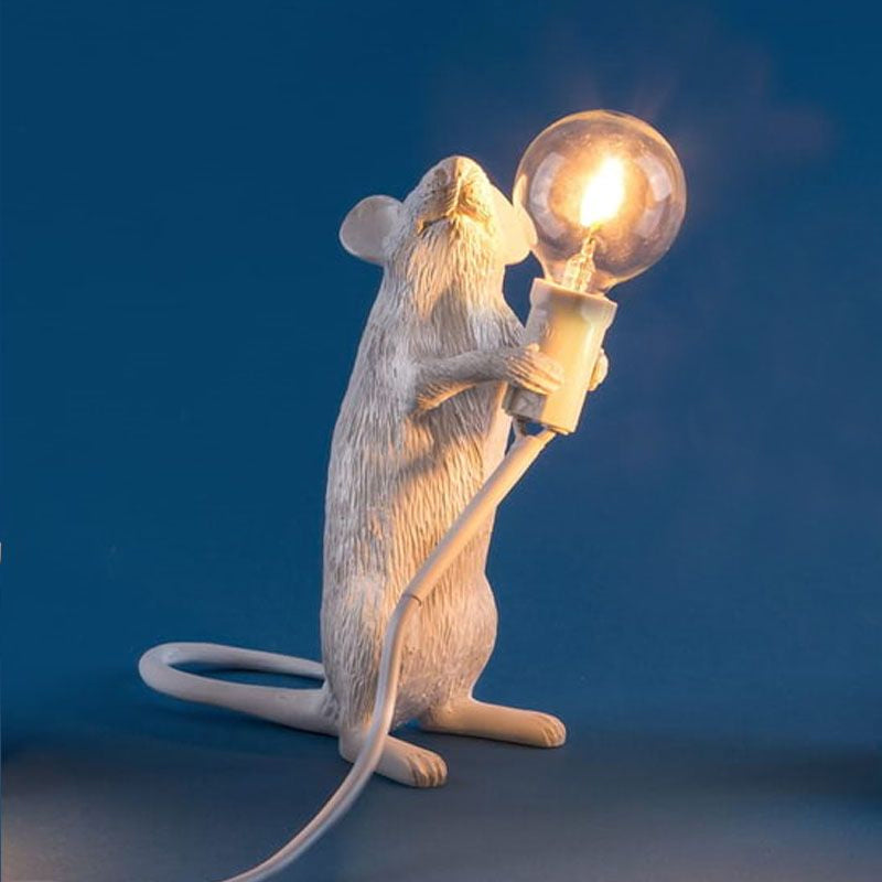 Resin Rat Shaped Table Lamp Creative 1-Light Night Lighting with Bare Bulb Design White Standing Clearhalo 'Lamps' 'Table Lamps' Lighting' 2423264