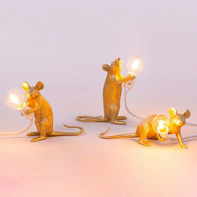 Resin Rat Shaped Table Lamp Creative 1-Light Night Lighting with Bare Bulb Design Clearhalo 'Lamps' 'Table Lamps' Lighting' 2423269