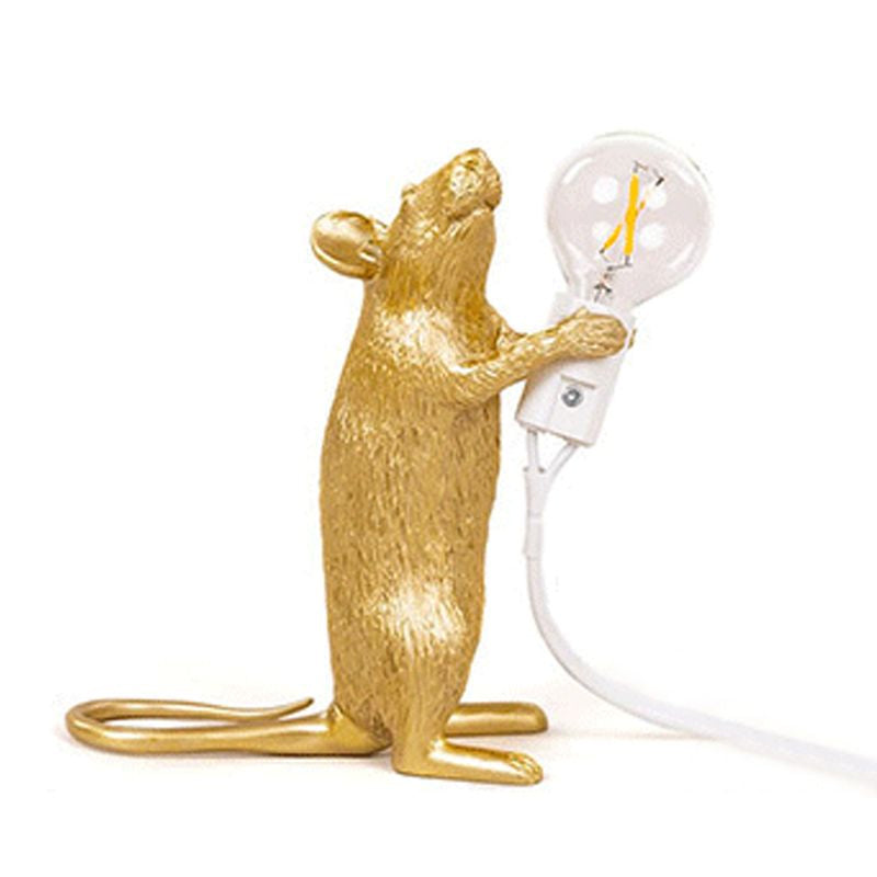 Resin Rat Shaped Table Lamp Creative 1-Light Night Lighting with Bare Bulb Design Gold Standing Clearhalo 'Lamps' 'Table Lamps' Lighting' 2423270