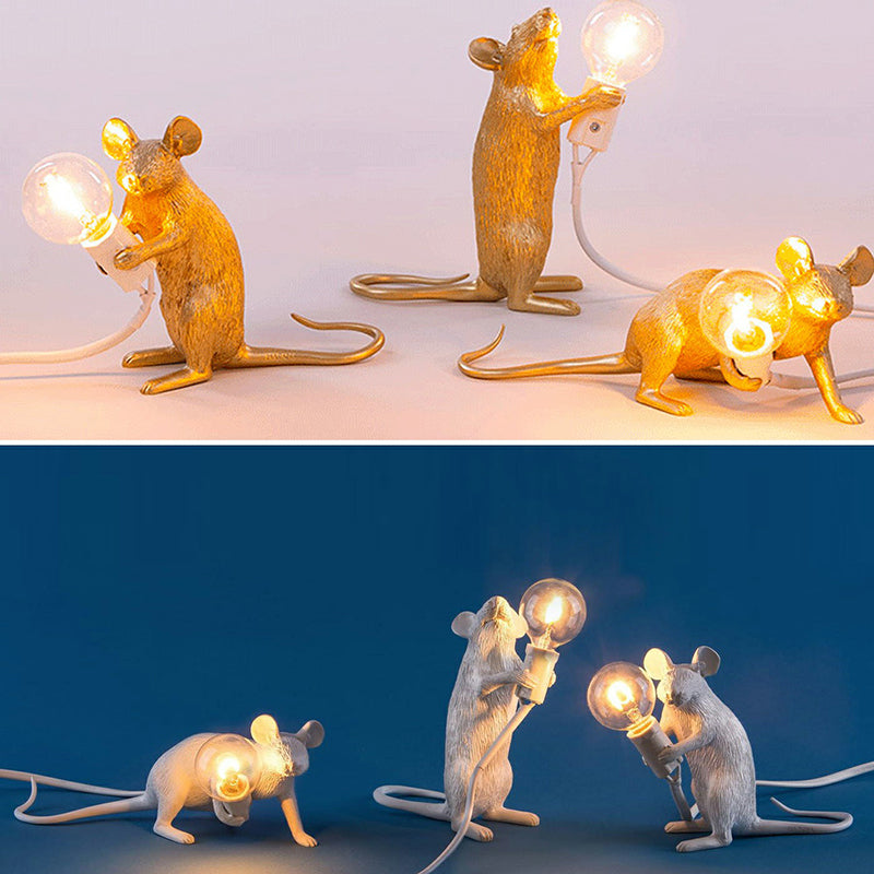 Resin Rat Shaped Table Lamp Creative 1-Light Night Lighting with Bare Bulb Design Clearhalo 'Lamps' 'Table Lamps' Lighting' 2423271