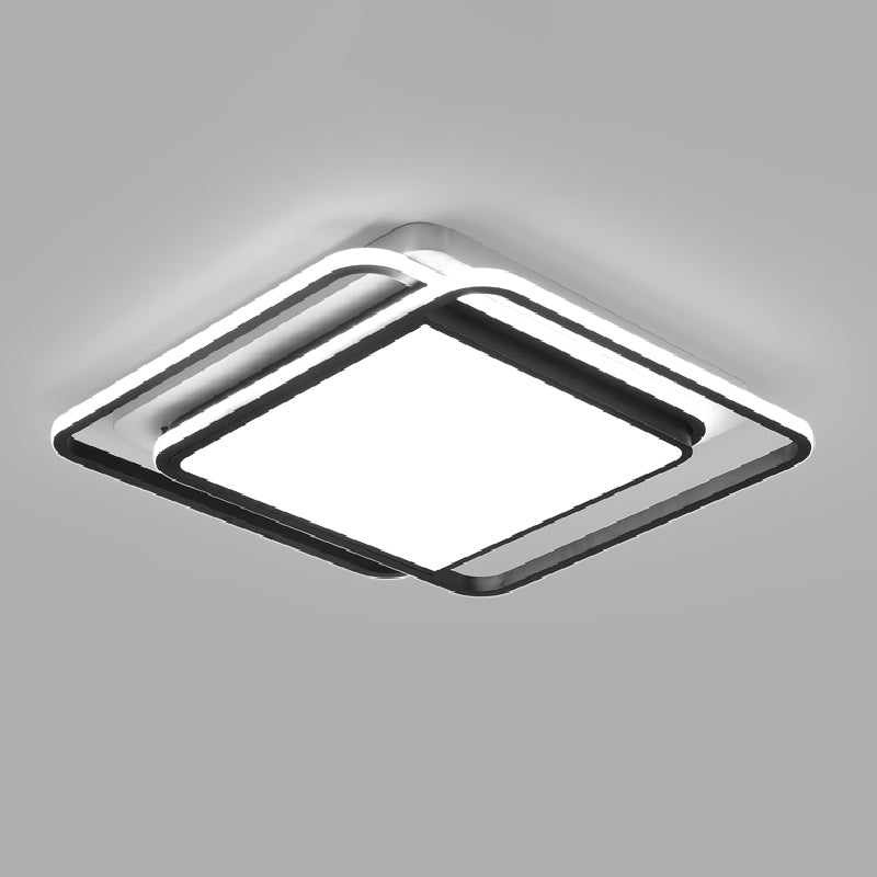 Square Shaped Flushmount Lighting Modern Aluminum Bedroom LED Ceiling Flush Light in Black Black 20.5" Clearhalo 'Ceiling Lights' 'Close To Ceiling Lights' 'Close to ceiling' 'Flush mount' Lighting' 2423288