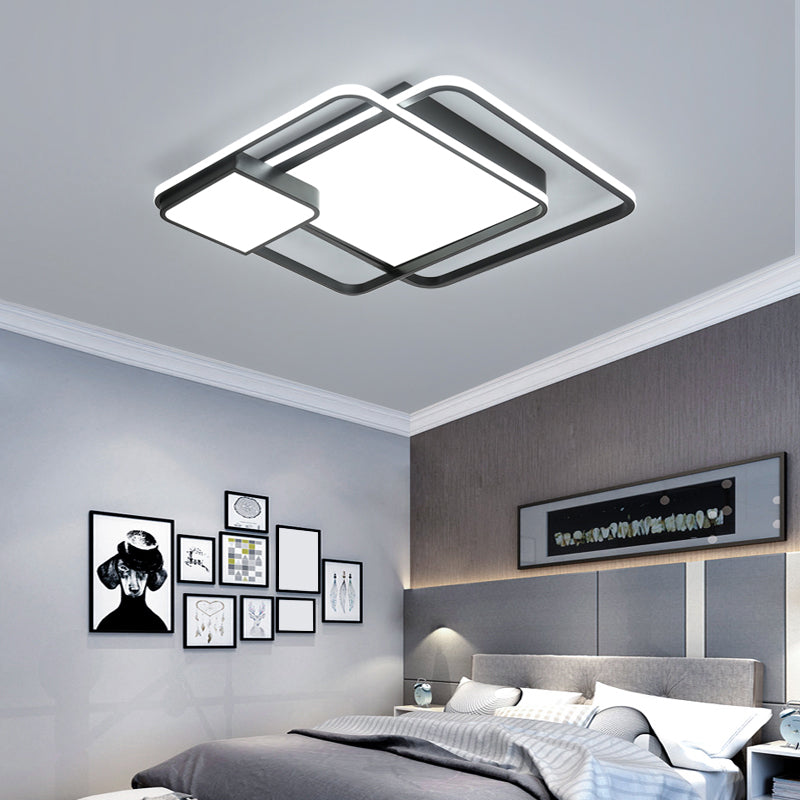 Square Acrylic Ceiling Light Fixture Minimalism Black LED Flush Mount Lighting for Bedroom Clearhalo 'Ceiling Lights' 'Close To Ceiling Lights' 'Close to ceiling' 'Flush mount' Lighting' 2423289