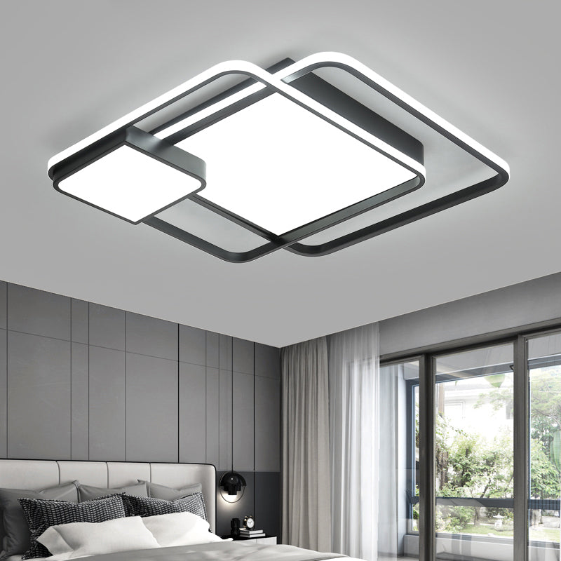 Square Acrylic Ceiling Light Fixture Minimalism Black LED Flush Mount Lighting for Bedroom Clearhalo 'Ceiling Lights' 'Close To Ceiling Lights' 'Close to ceiling' 'Flush mount' Lighting' 2423290