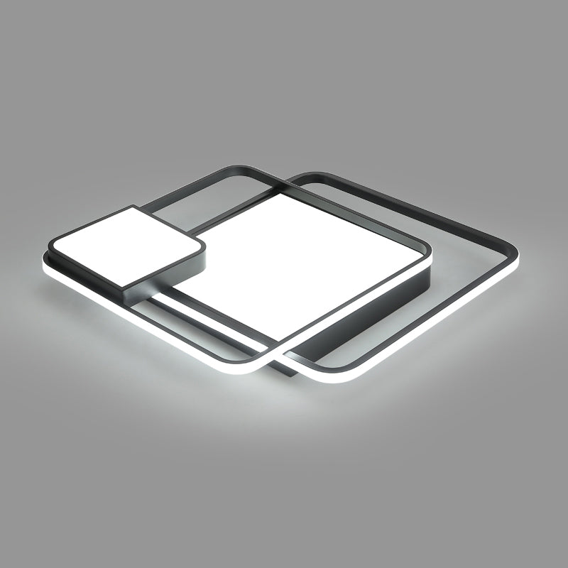 Square Acrylic Ceiling Light Fixture Minimalism Black LED Flush Mount Lighting for Bedroom Black 20.5" Clearhalo 'Ceiling Lights' 'Close To Ceiling Lights' 'Close to ceiling' 'Flush mount' Lighting' 2423291