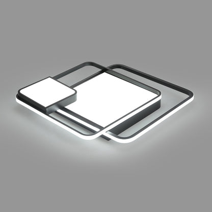 Square Acrylic Ceiling Light Fixture Minimalism Black LED Flush Mount Lighting for Bedroom Black 20.5" Clearhalo 'Ceiling Lights' 'Close To Ceiling Lights' 'Close to ceiling' 'Flush mount' Lighting' 2423291