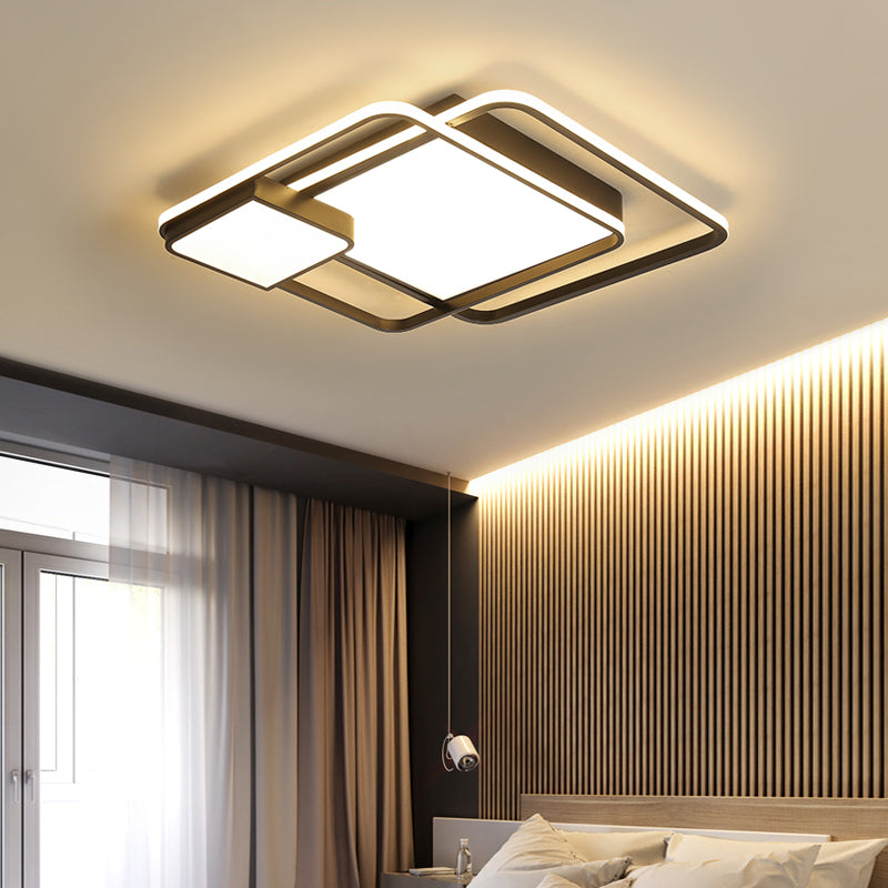 Square Acrylic Ceiling Light Fixture Minimalism Black LED Flush Mount Lighting for Bedroom Clearhalo 'Ceiling Lights' 'Close To Ceiling Lights' 'Close to ceiling' 'Flush mount' Lighting' 2423292
