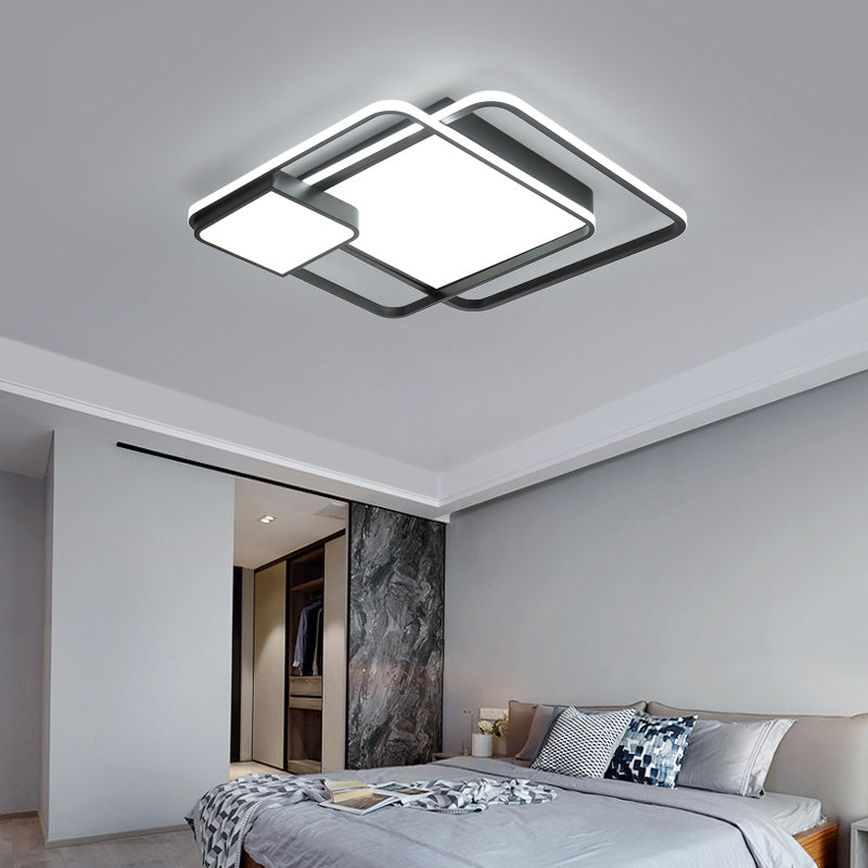 Square Acrylic Ceiling Light Fixture Minimalism Black LED Flush Mount Lighting for Bedroom Clearhalo 'Ceiling Lights' 'Close To Ceiling Lights' 'Close to ceiling' 'Flush mount' Lighting' 2423293