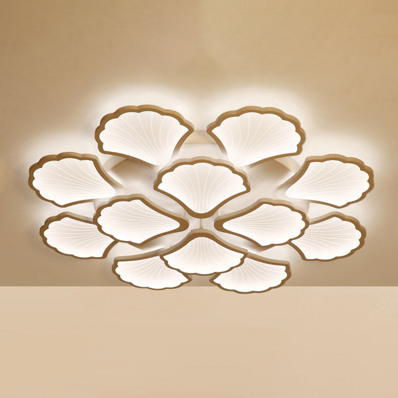 Acrylic Ginkgo Leaf Ceiling Lighting Modern White LED Flush Mount Light for Living Room 12 White Clearhalo 'Ceiling Lights' 'Close To Ceiling Lights' 'Close to ceiling' 'Flush mount' Lighting' 2423298
