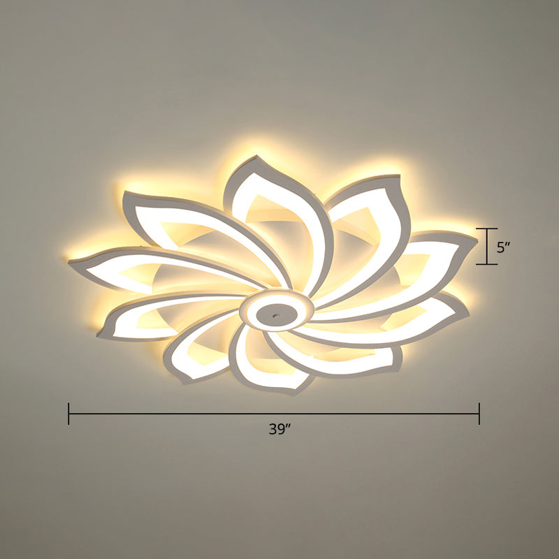Simplicity Sunflower Ceiling Light Fixture Metal Living Room LED Flush Mount Fixture in White 10 White Warm Clearhalo 'Ceiling Lights' 'Close To Ceiling Lights' 'Close to ceiling' 'Flush mount' Lighting' 2423307