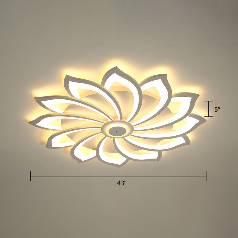 Simplicity Sunflower Ceiling Light Fixture Metal Living Room LED Flush Mount Fixture in White 12 White Warm Clearhalo 'Ceiling Lights' 'Close To Ceiling Lights' 'Close to ceiling' 'Flush mount' Lighting' 2423312