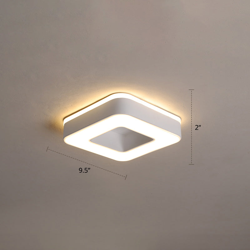 Small Corridor LED Flush Light Metal Nordic Style Ceiling Mounted Fixture with Acrylic Diffuser White Square Plate Clearhalo 'Ceiling Lights' 'Close To Ceiling Lights' 'Close to ceiling' 'Flush mount' Lighting' 2423319