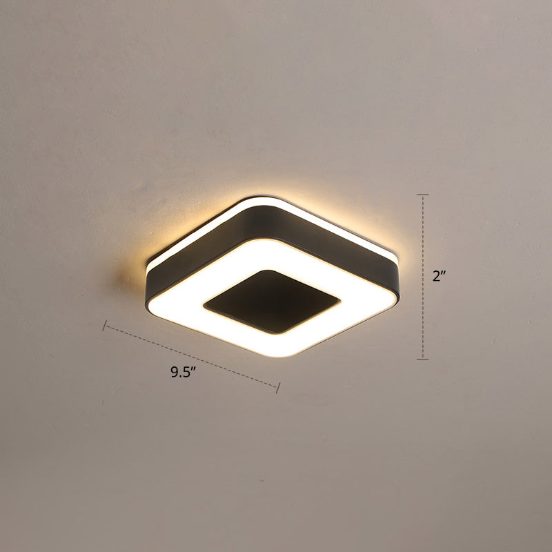 Small Corridor LED Flush Light Metal Nordic Style Ceiling Mounted Fixture with Acrylic Diffuser Black Warm Square Plate Clearhalo 'Ceiling Lights' 'Close To Ceiling Lights' 'Close to ceiling' 'Flush mount' Lighting' 2423321