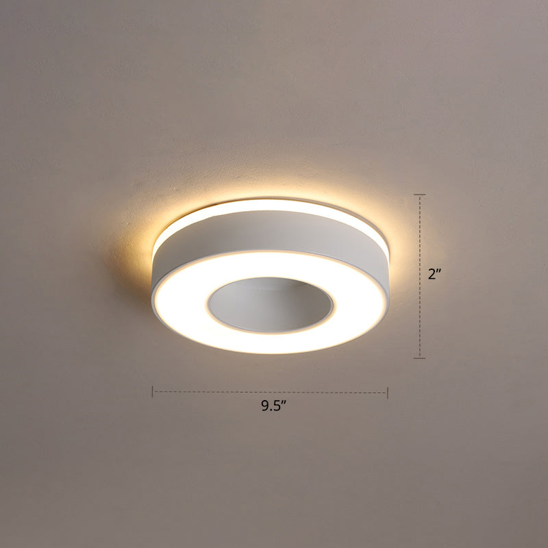 Small Corridor LED Flush Light Metal Nordic Style Ceiling Mounted Fixture with Acrylic Diffuser White Warm Circle Clearhalo 'Ceiling Lights' 'Close To Ceiling Lights' 'Close to ceiling' 'Flush mount' Lighting' 2423324