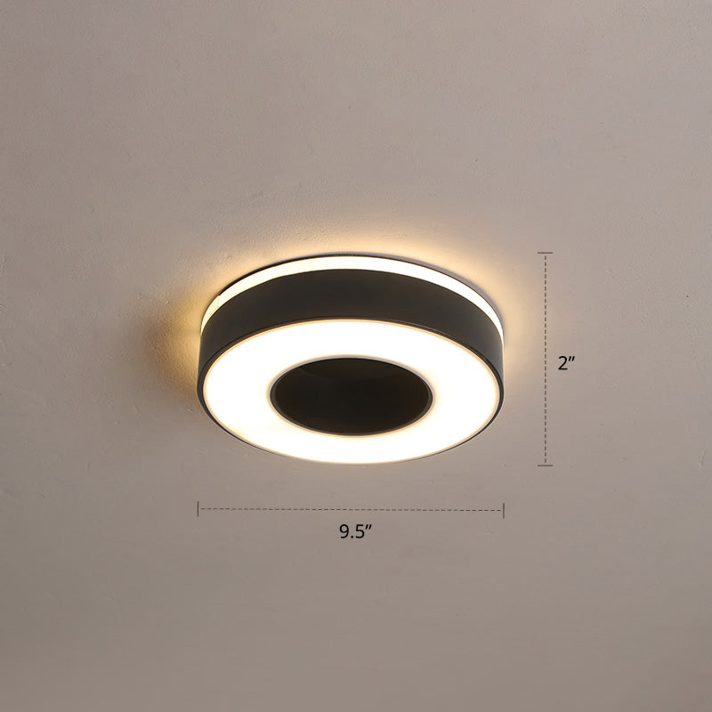 Small Corridor LED Flush Light Metal Nordic Style Ceiling Mounted Fixture with Acrylic Diffuser Black Warm Circle Clearhalo 'Ceiling Lights' 'Close To Ceiling Lights' 'Close to ceiling' 'Flush mount' Lighting' 2423325