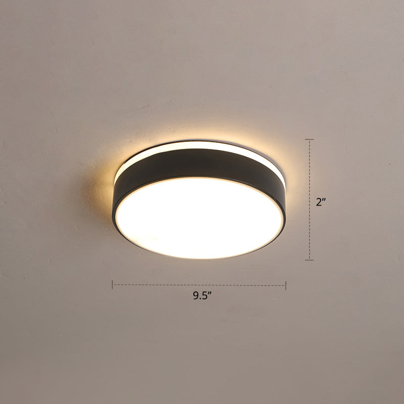 Small Corridor LED Flush Light Metal Nordic Style Ceiling Mounted Fixture with Acrylic Diffuser Black Round Clearhalo 'Ceiling Lights' 'Close To Ceiling Lights' 'Close to ceiling' 'Flush mount' Lighting' 2423330