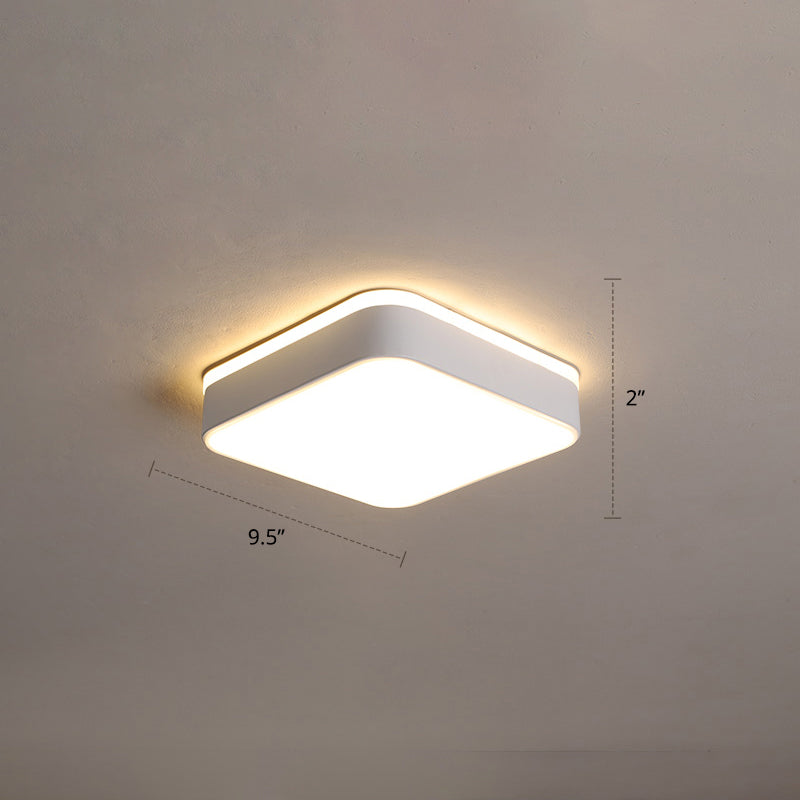 Small Corridor LED Flush Light Metal Nordic Style Ceiling Mounted Fixture with Acrylic Diffuser White Square Clearhalo 'Ceiling Lights' 'Close To Ceiling Lights' 'Close to ceiling' 'Flush mount' Lighting' 2423331