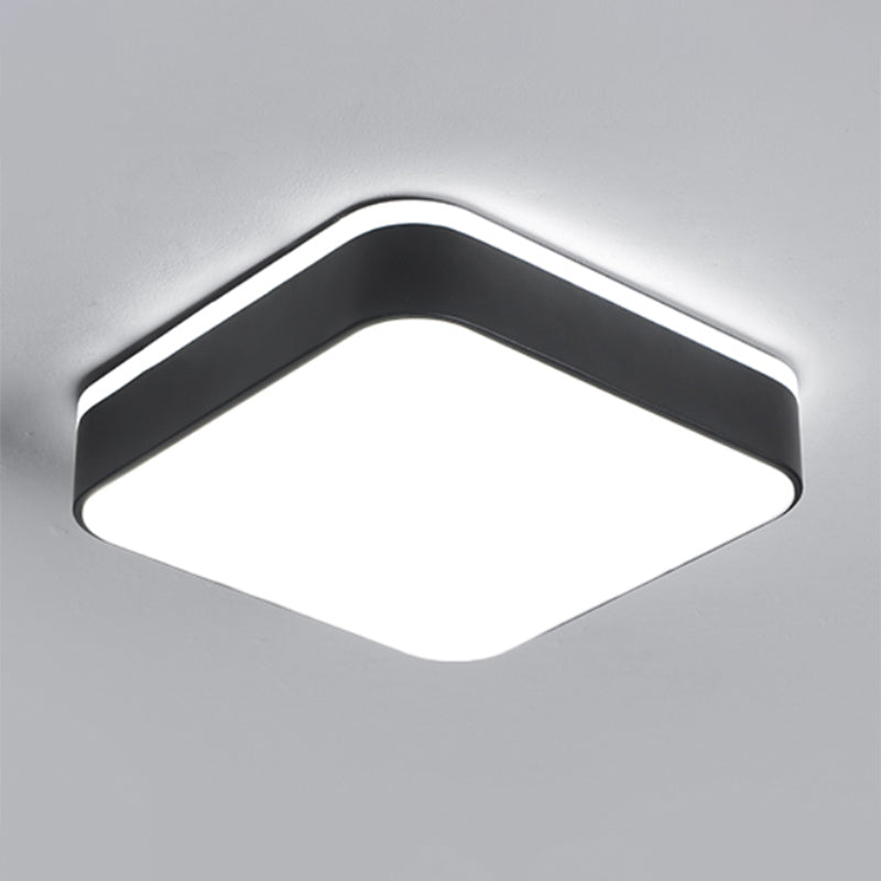 Small Corridor LED Flush Light Metal Nordic Style Ceiling Mounted Fixture with Acrylic Diffuser Black White Square Clearhalo 'Ceiling Lights' 'Close To Ceiling Lights' 'Close to ceiling' 'Flush mount' Lighting' 2423332