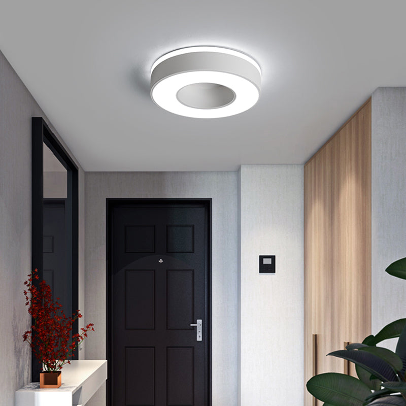 Small Corridor LED Flush Light Metal Nordic Style Ceiling Mounted Fixture with Acrylic Diffuser White White Circle Clearhalo 'Ceiling Lights' 'Close To Ceiling Lights' 'Close to ceiling' 'Flush mount' Lighting' 2423336